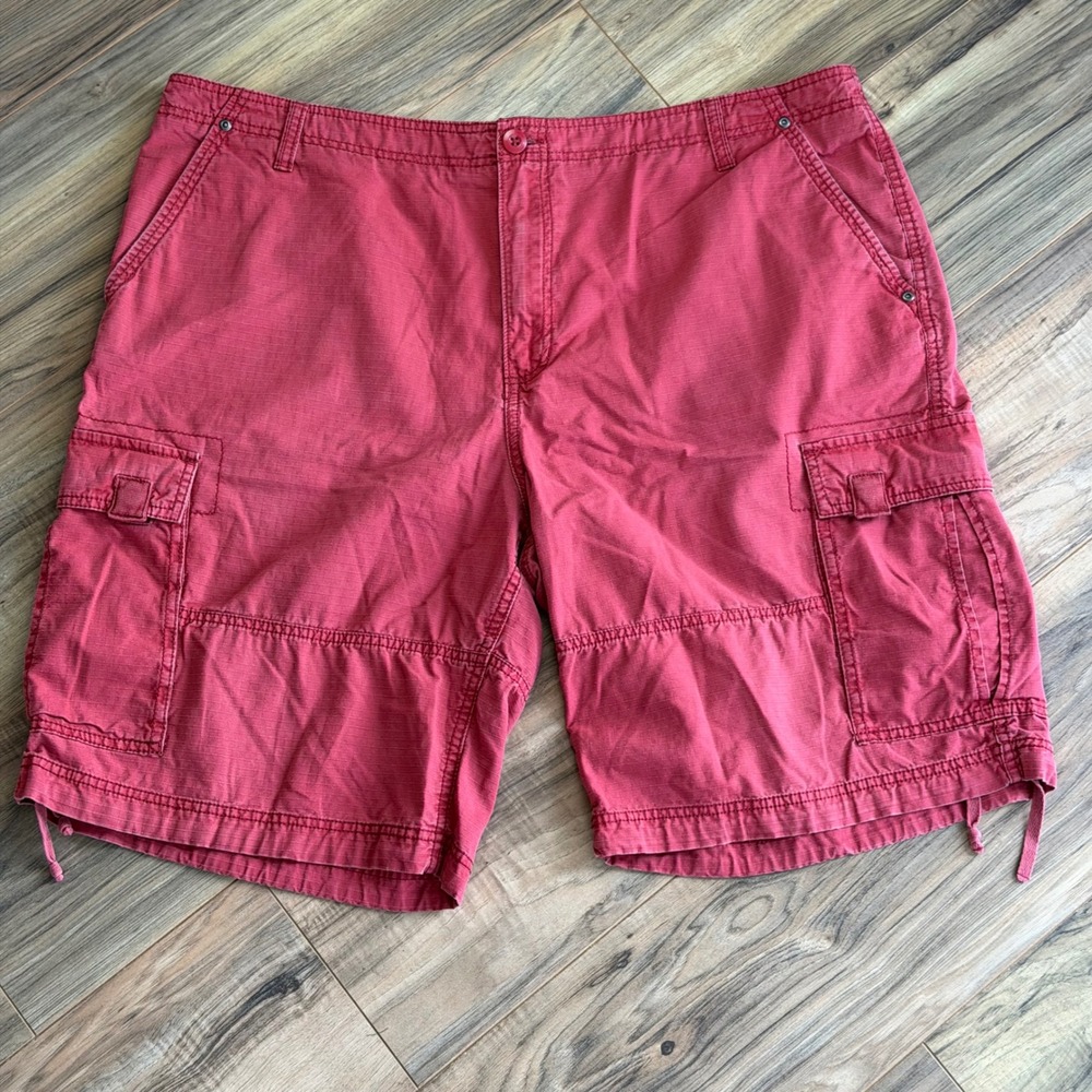 Vintage Y2K OP Ocean Pacific Mens 42 Cargo Shorts Red Rum Ripstop Utility Baggy